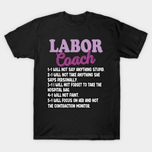 Labor Coach Expecting Dad Rules Papa Funny Baby T-Shirt